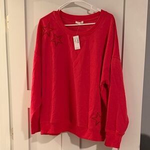 Maurices Vibrant strawberry Sweatshirt laser cut stars